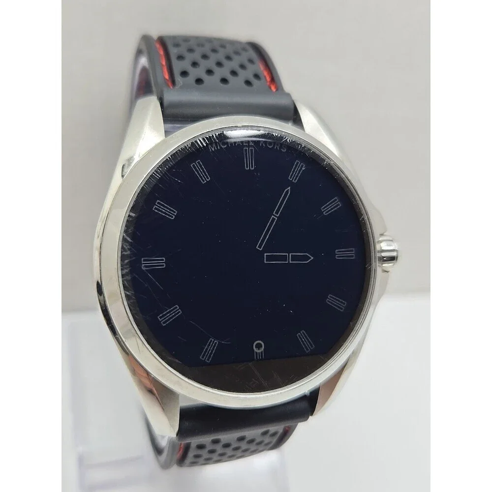 Michael Kors Access Bradshaw MKT5000 DW2C Silver Smartwatch Black Silicone Band